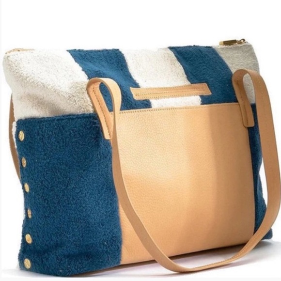 Hammitt Addie Large Pebble Leather Cabana Stripe Tote Bag - Picture 1 of 9